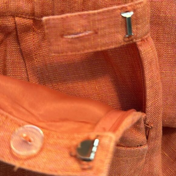 Olsen Sport 100% Linen Embroidered Crop Pants Orange Size 10 Boho Coastal Resort - Picture 16 of 16